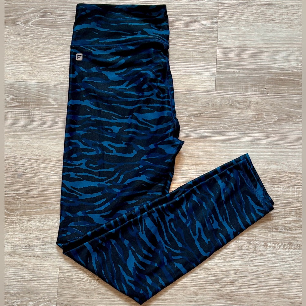 Fabletics Black and Blue Tiger Patterned Leggings